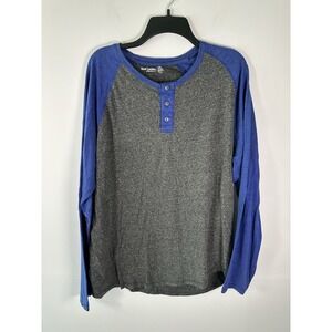 Footlocker Blue Grey Henley Shirt Mens Size XXL 2XL Cotton Blend